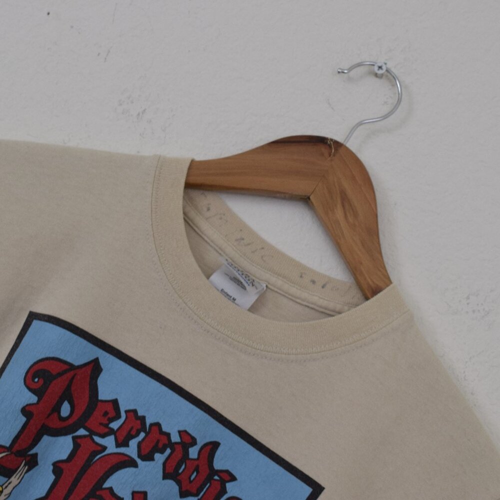 Vintage 00s Beige Scop‎ Neck Tee - Perridise Valley Brand, Potato Festival
